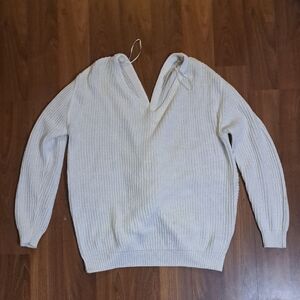 Elegant V-Neck White Sweater for Women